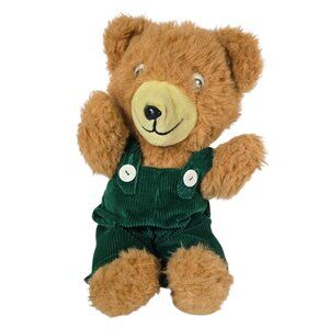 Vintage Corduroy Bear Plush Stuffed Animal Teddy Googly Eyes Trudy Toys Green